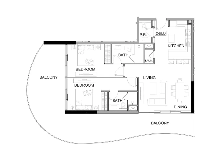Damac Lagoons Views Phase 2 2 bed floor plan, 1,551 sqft