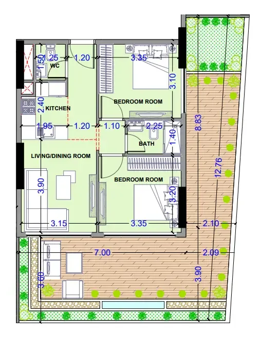 Celesto 3 Studio floor plan, 443 sqft