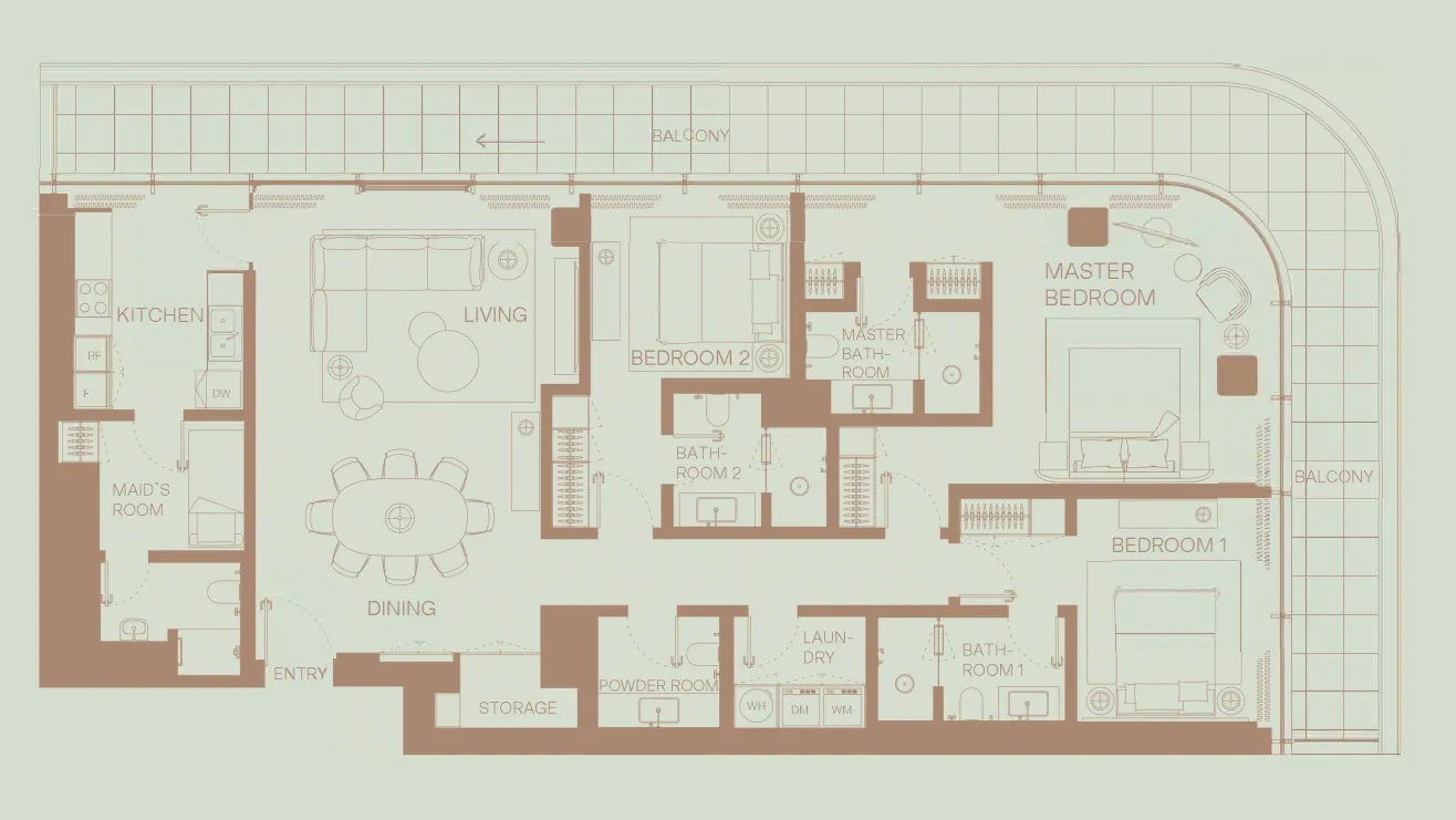 Eden House The Park 3 bed floor plan, 2,344 sqft