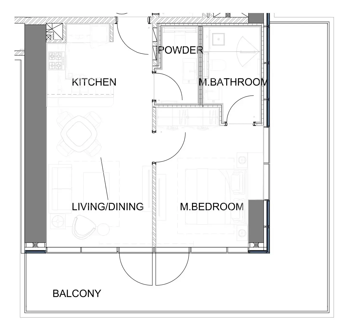 Damac Safa Gate 1 bed floor plan, 990 sqft