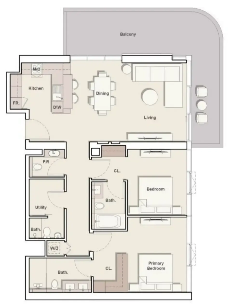 Portside Square 2 bed floor plan, 1,533 sqft