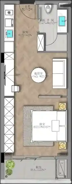 Ayana Heights Seaview Residences 1 bed floor plan, 463 – 474 sqft