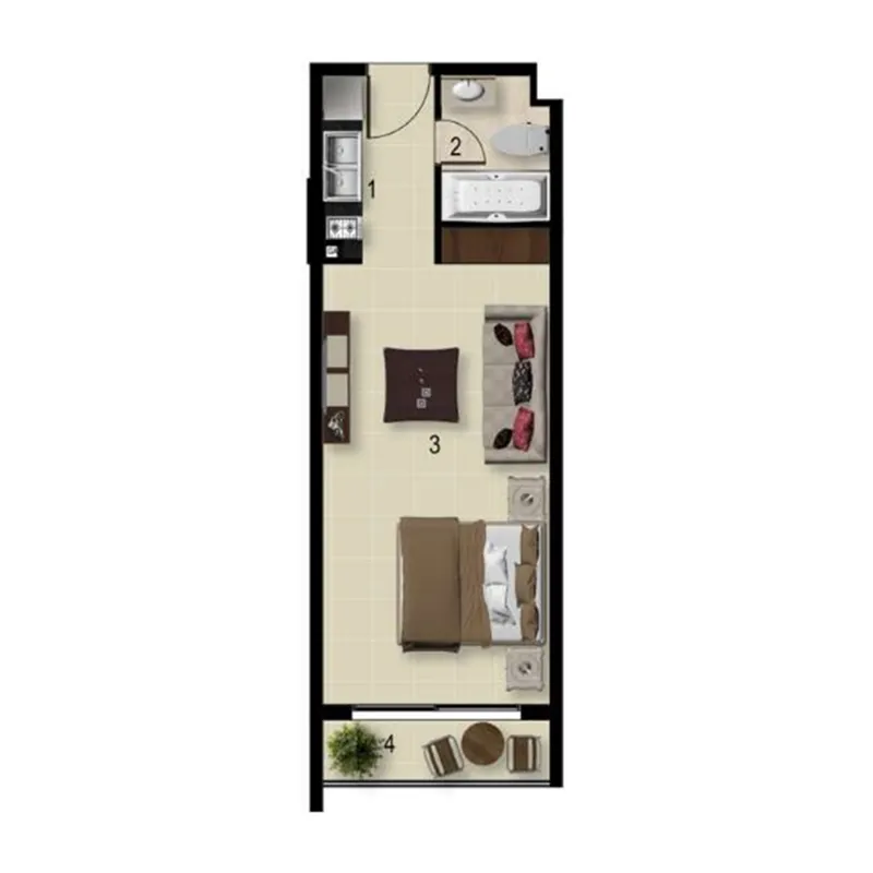 7 Seasons Studio floor plan, 526 sqft