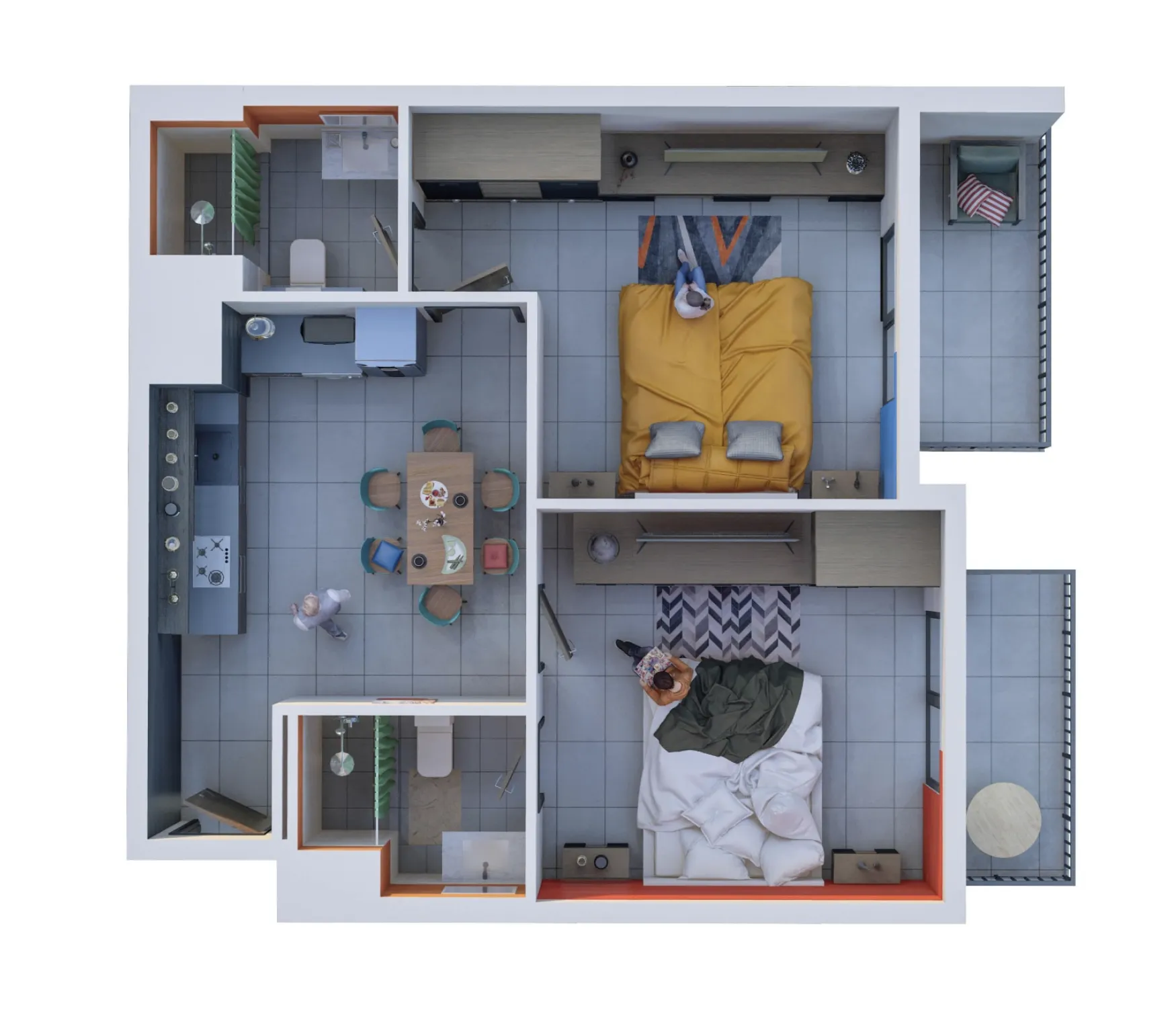 You and Co IMPZ 2 bed floor plan, 1,335 – 1,343 sqft