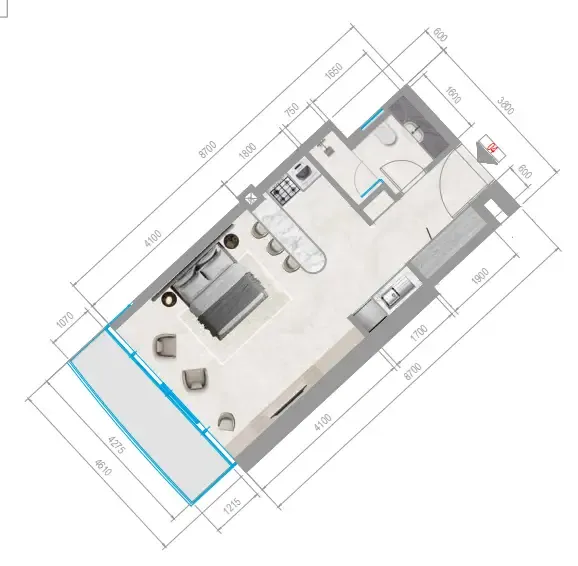 Orchid Towers Phase 1 Studio floor plan, 440 sqft