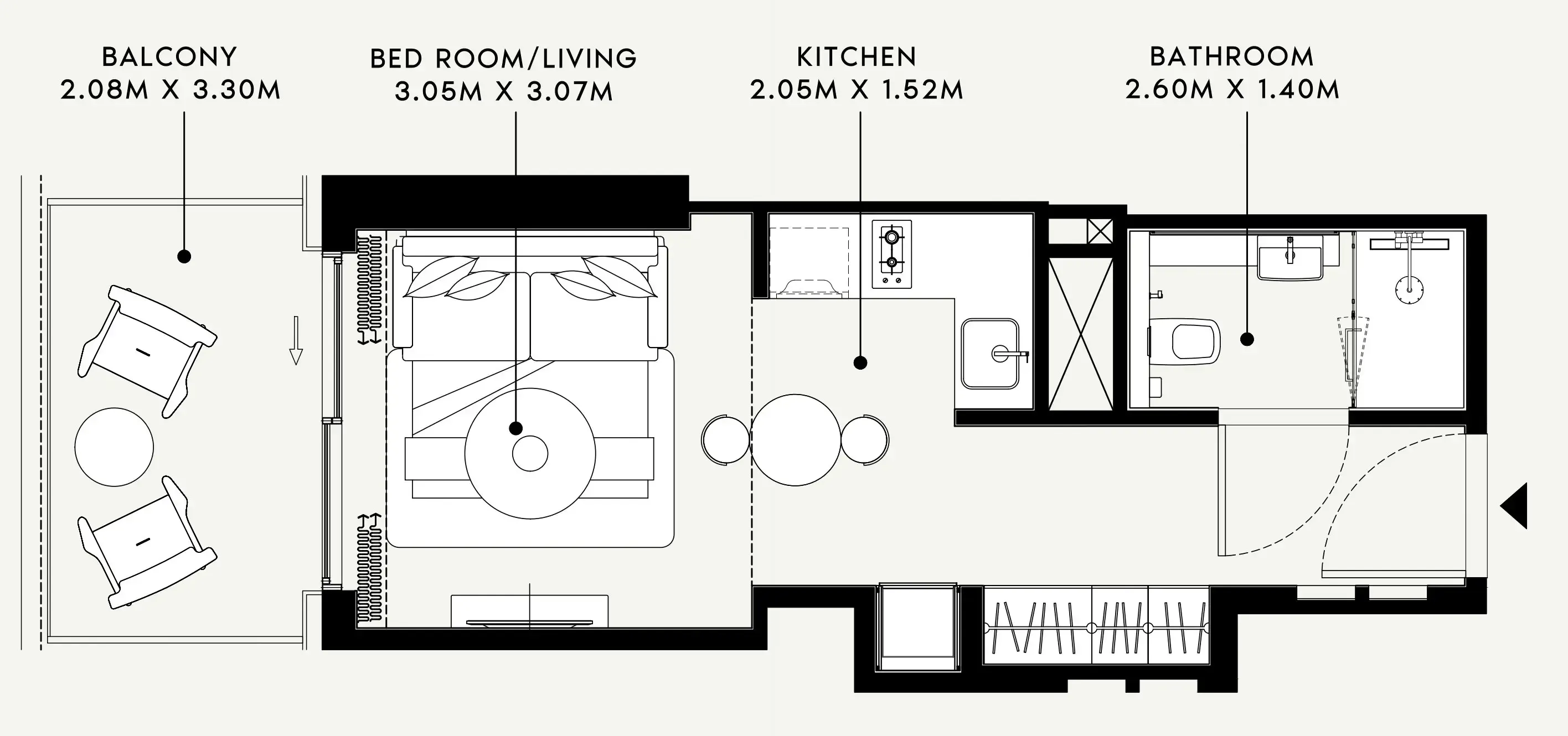 Azizi Venice Studio floor plan, 386 sqft