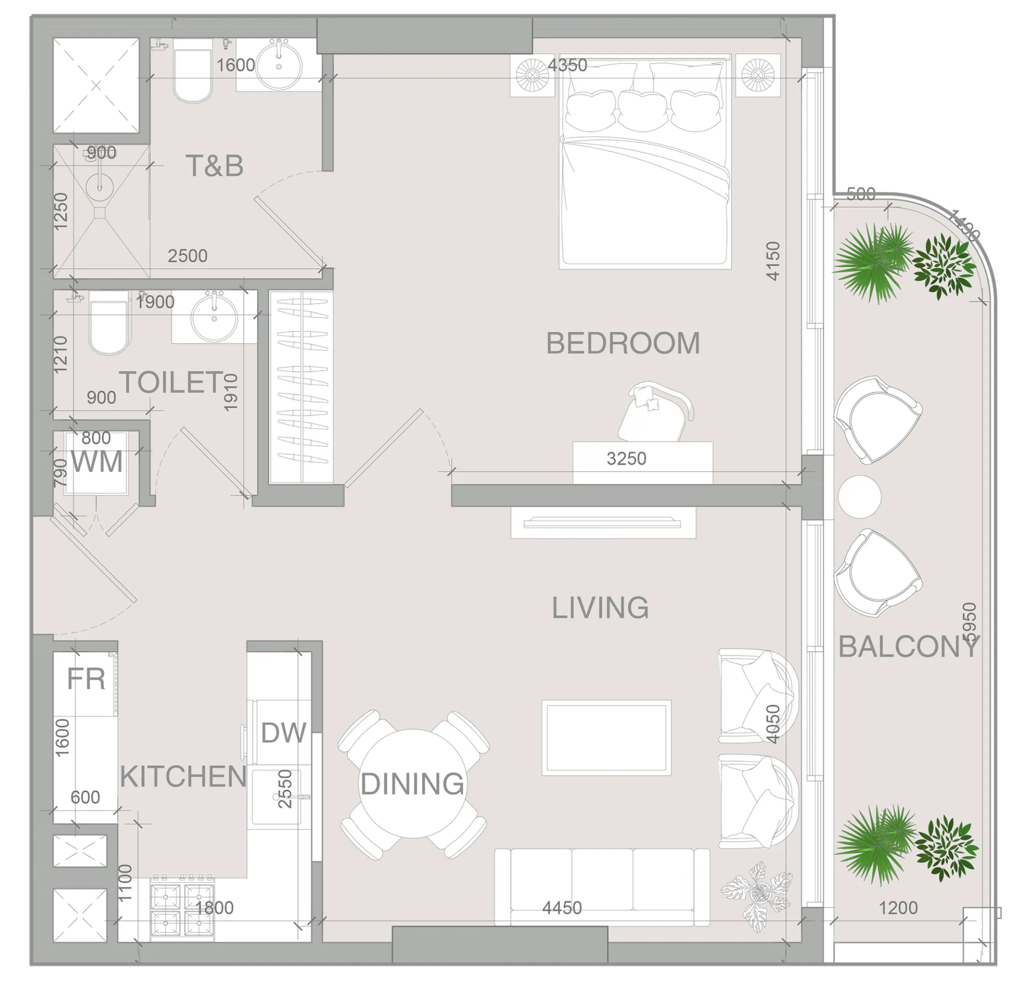 VERDAN1A 4 1 bed floor plan, 794 sqft