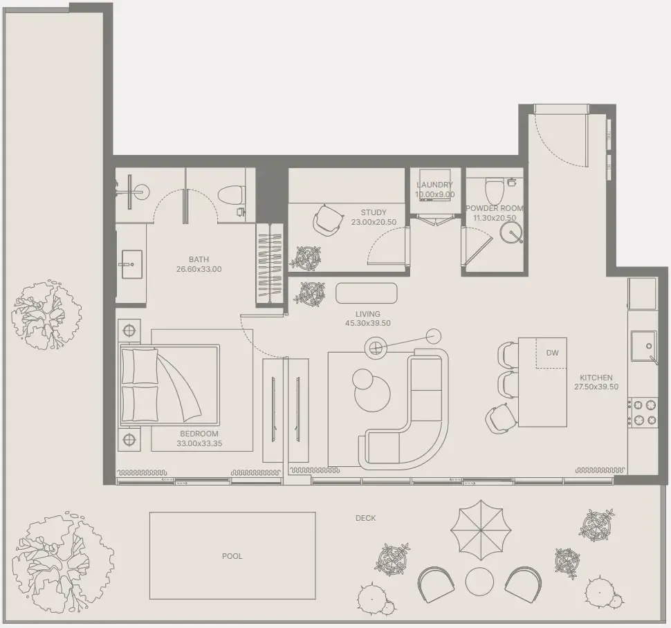 Bond Enclave 1 bed floor plan, 1,313 sqft