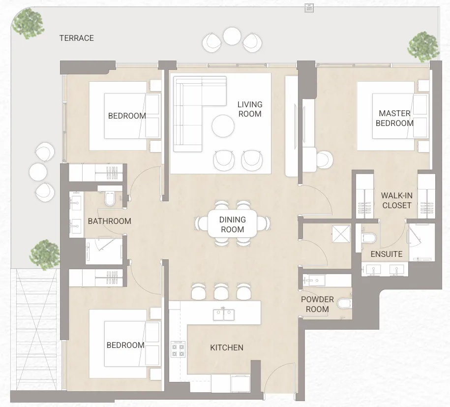 Soma Residences 3 bed floor plan, 1,607 sqft