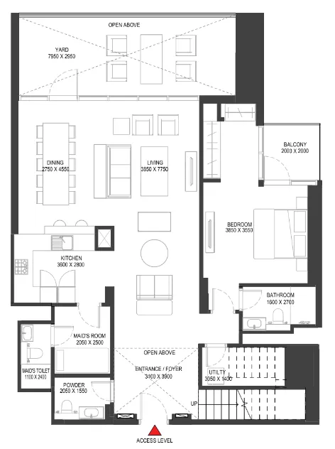 Sobha One 4 bed floor plan, 3,190 sqft