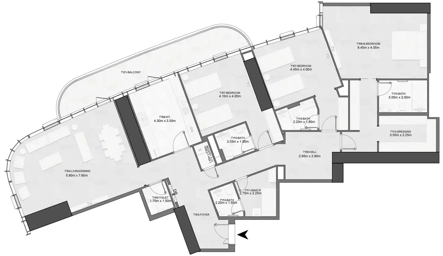 Joud Tower 3 bed floor plan, 2,730 sqft