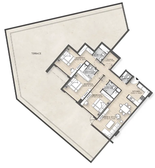 Capital Horizon Terraces 3 bed floor plan, 3,987 sqft