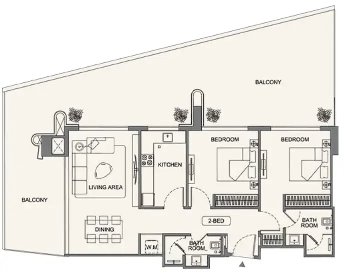 Binghatti Wraith 2 bed floor plan, 1,737 sqft