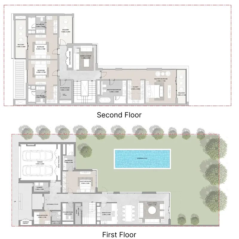 Elwood 4 bed floor plan, 5,007 sqft