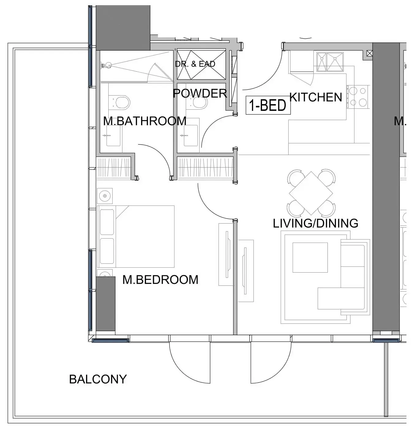 Damac Safa Gate 1 bed floor plan, 984 sqft