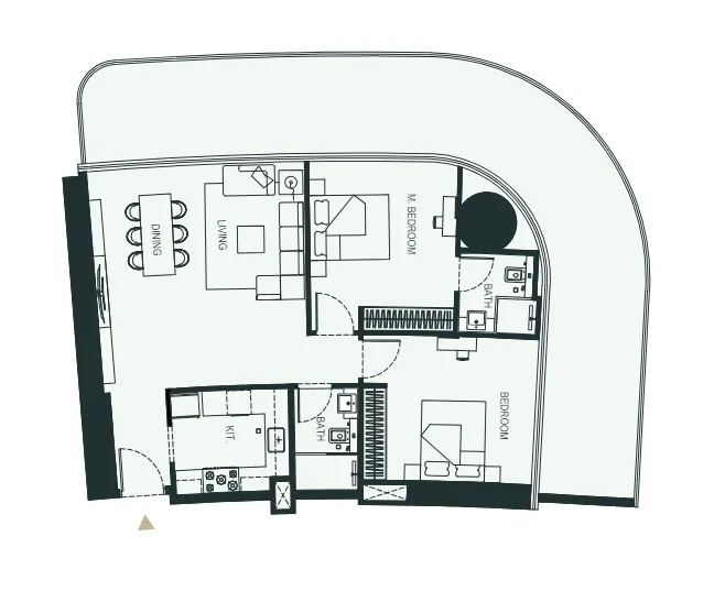 Binghatti Hills 2 bed floor plan, 1,560 sqft