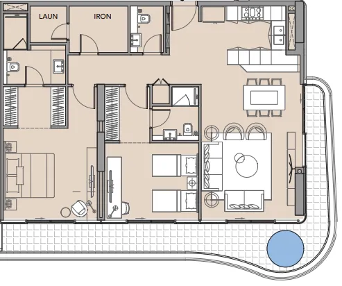 Beach Walk 4 2 bed floor plan, 1,428 sqft