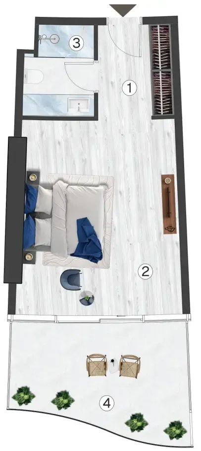 Radisson Blu Hotel & Residences Studio floor plan, 540 sqft