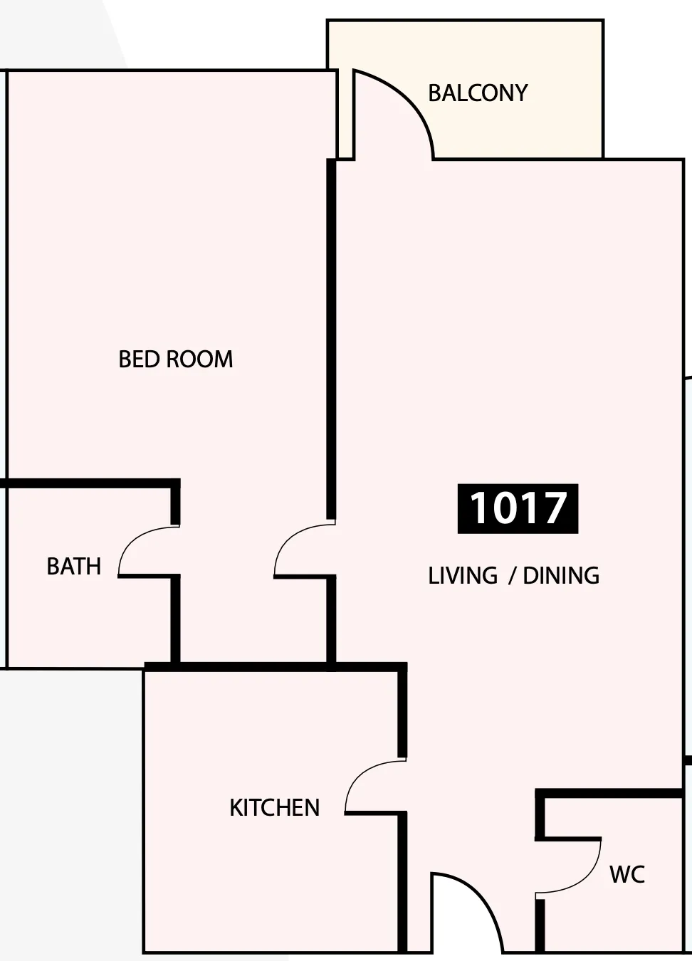 Paradise View 1 1 bed floor plan, 805 sqft