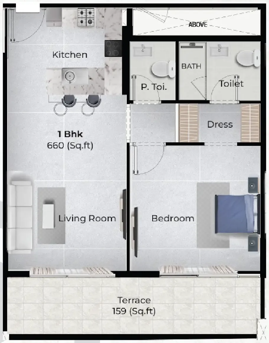 Chapter 02 by Newbury 1 bed floor plan, 819 sqft