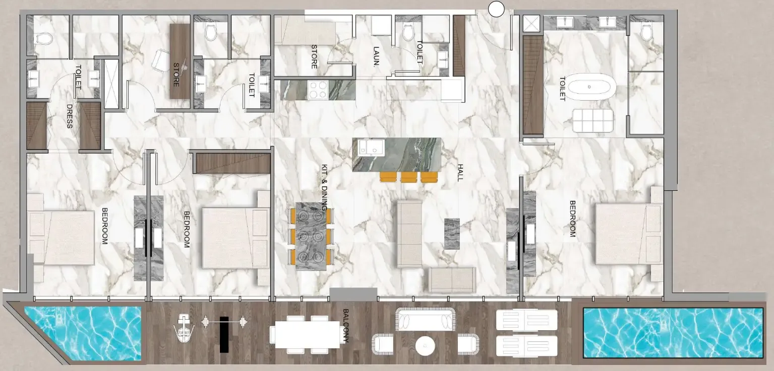 Sky Vista 3 bed floor plan, 2,169 sqft