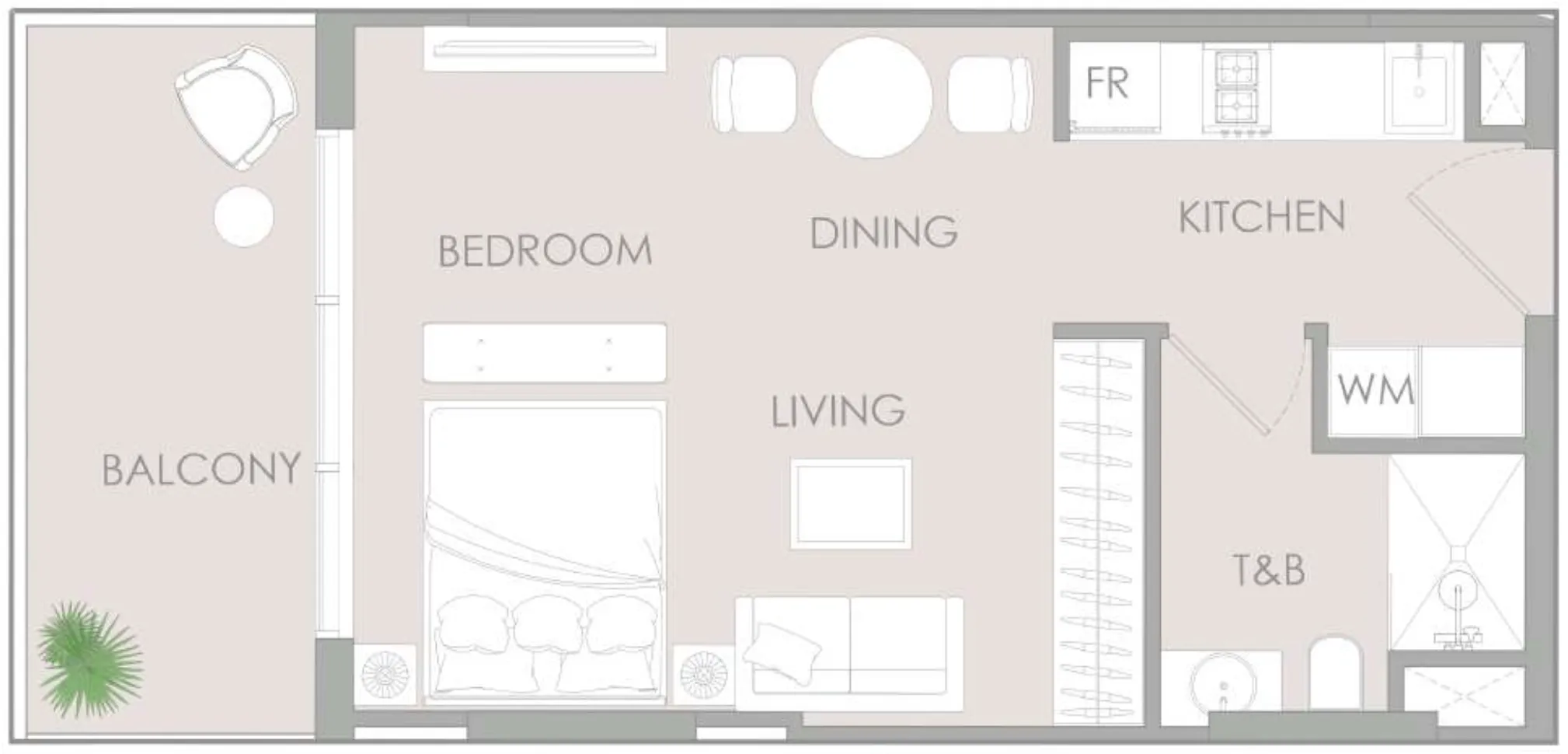 IR1DIAN Park Studio floor plan, 512 sqft