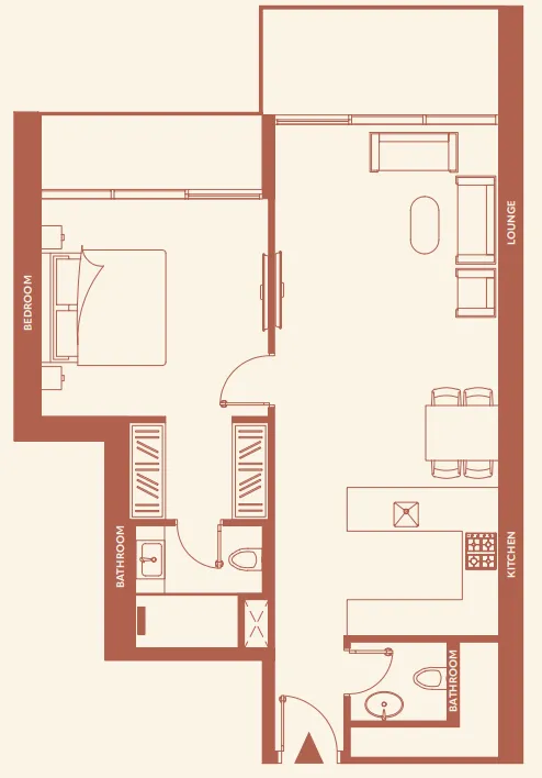 11 Hills Park 1 bed floor plan, 824 sqft