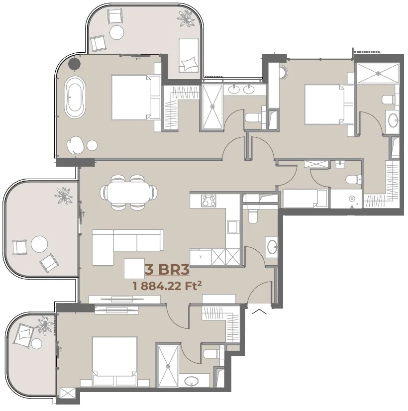 House of WELL 3 bed floor plan, 1,881 sqft