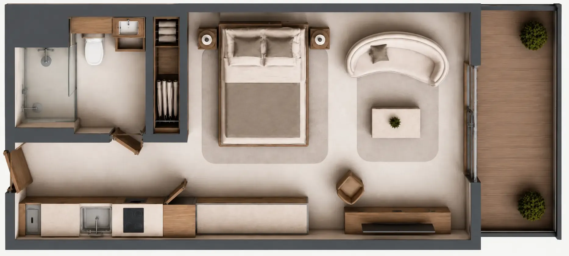 Beverly Crown Studio floor plan, 434 – 442 sqft