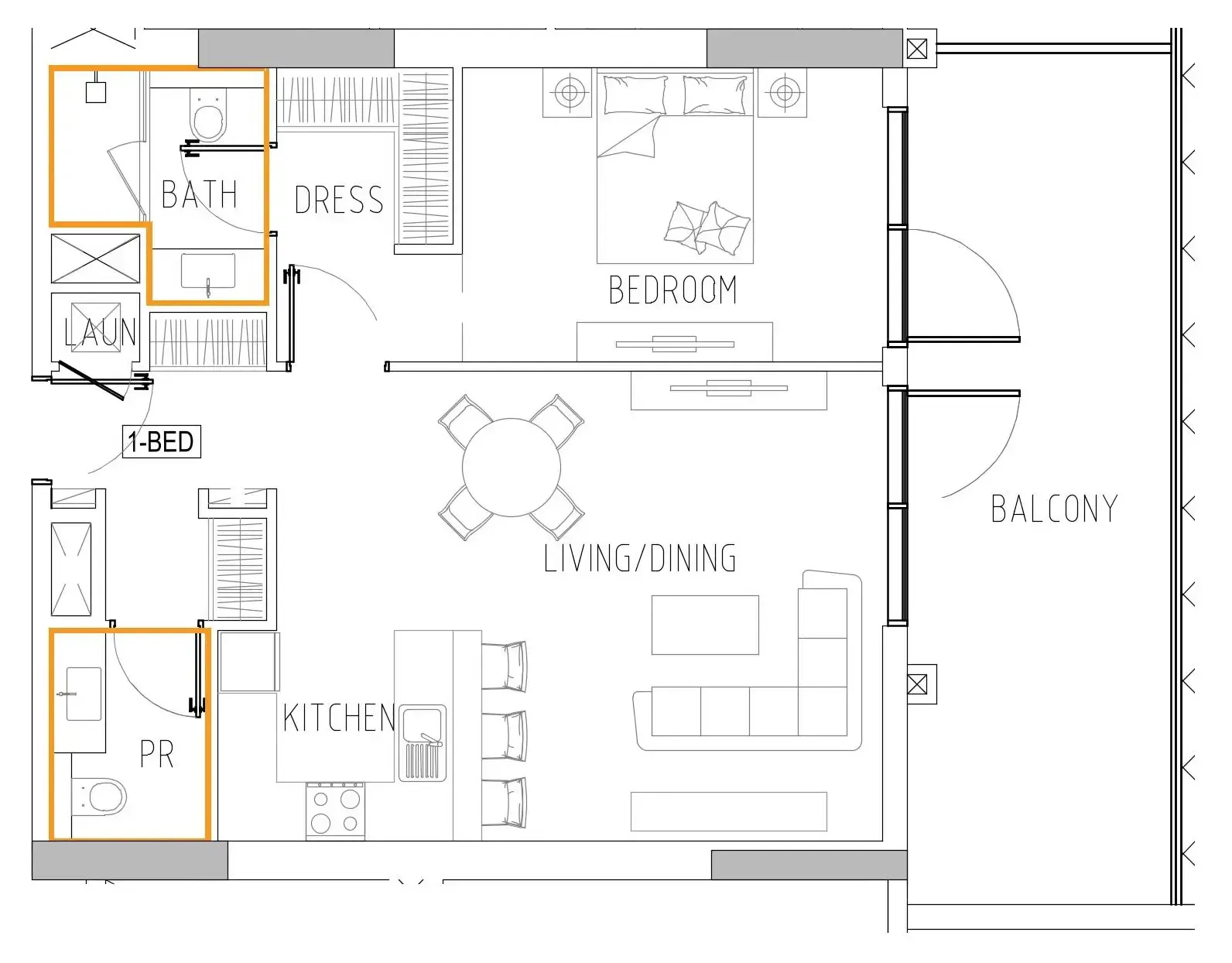 Damac Riverside Views 1 bed floor plan, 1,038 – 1,044 sqft