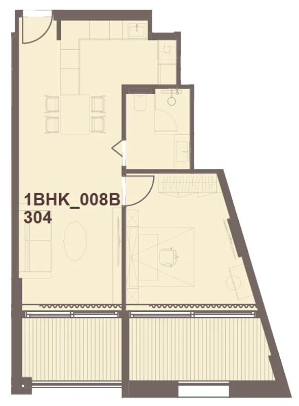 J-Haus Residence 1 bed floor plan, 794 sqft