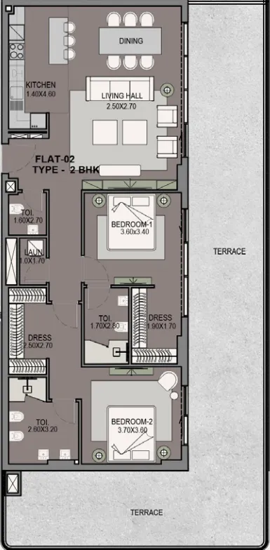 Helvetia Residences 2 bed floor plan, 2,081 sqft