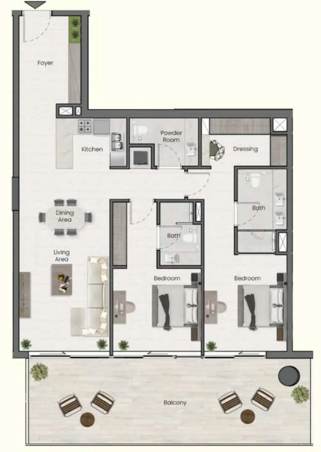 Saddlewood Park 2 bed floor plan, 1,372 sqft