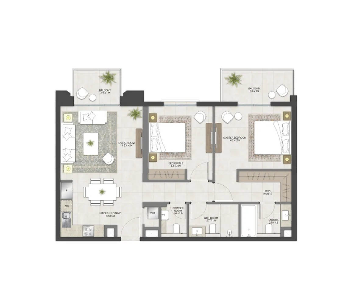 Bloom Living - Alhambra 2 bed floor plan, 1,013 – 1,382 sqft