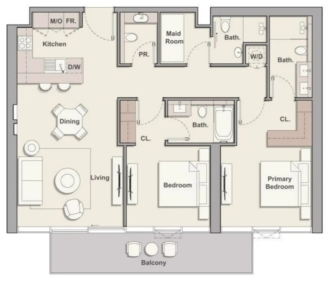 Soto Grande 2 bed floor plan, 1,252 sqft
