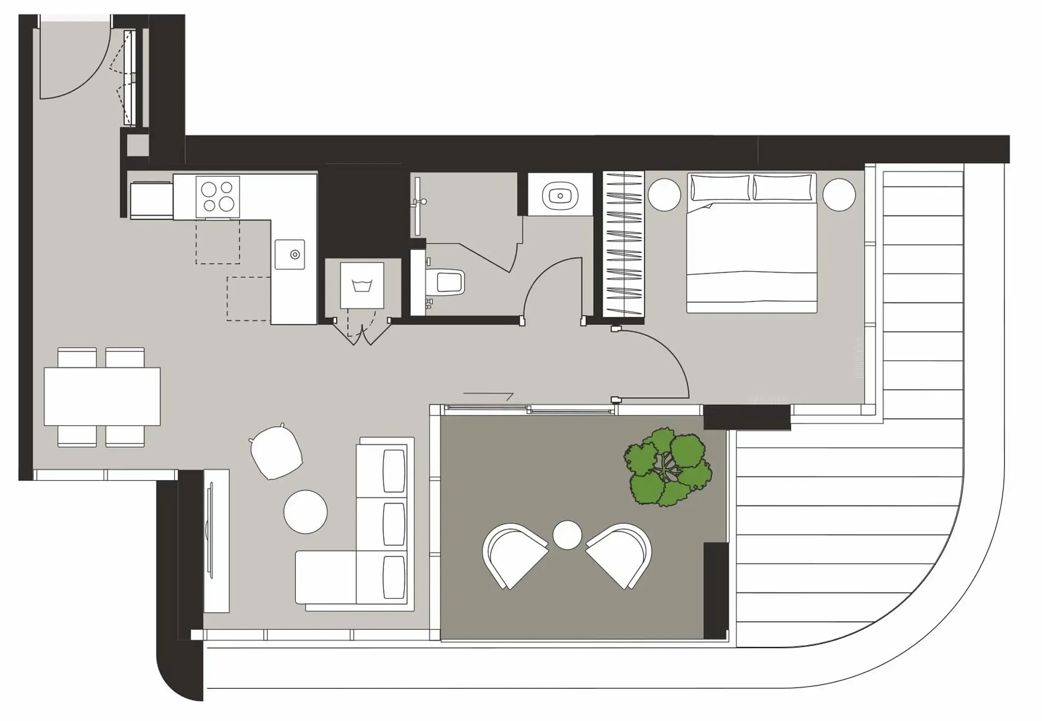 Artistry One Residences 1 bed floor plan, 741 sqft