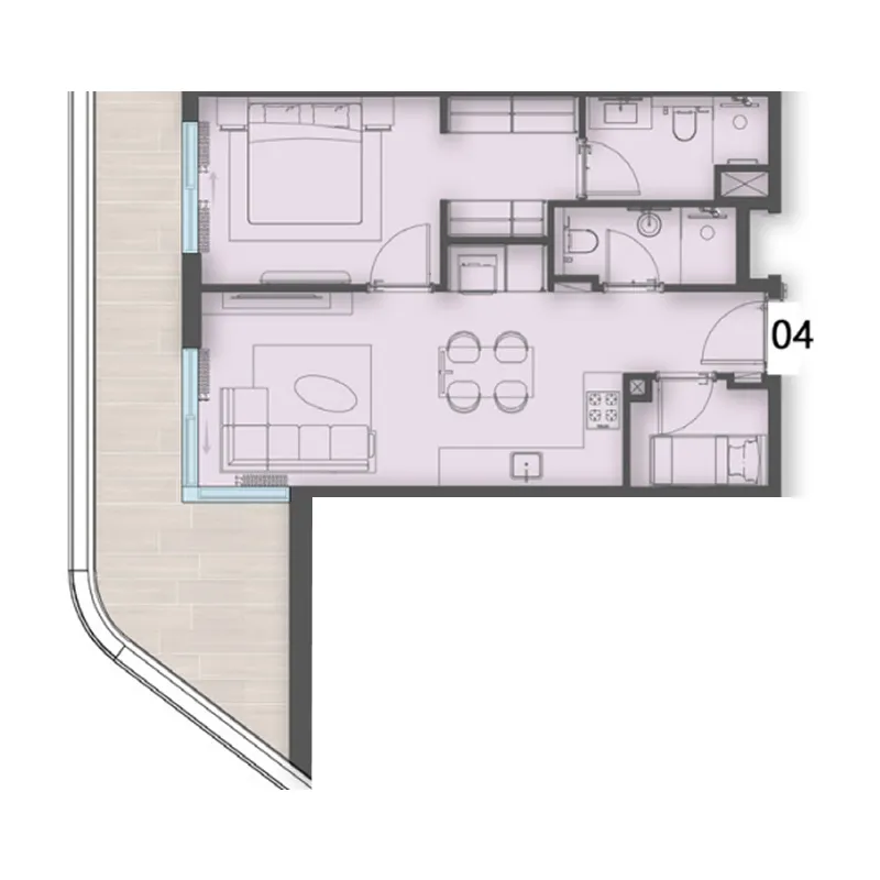 Enre Residence by Imtiaz 1 bed floor plan, 880 sqft