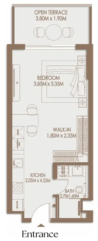Veona by Gutti Studio floor plan, 421 sqft