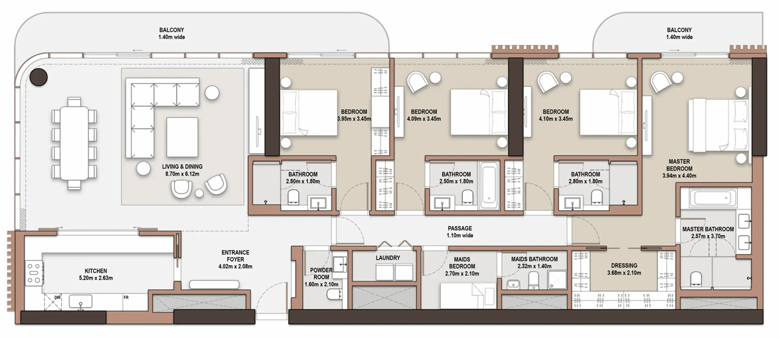 The Edit at d3 4 bed floor plan, 2,813 sqft