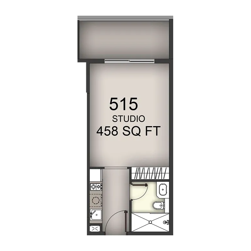 Aizel Tower Studio floor plan, 458 sqft