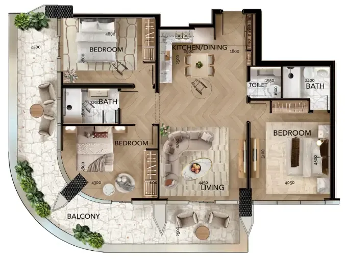 Radiant Bridges 3 bed floor plan, 1,708 sqft