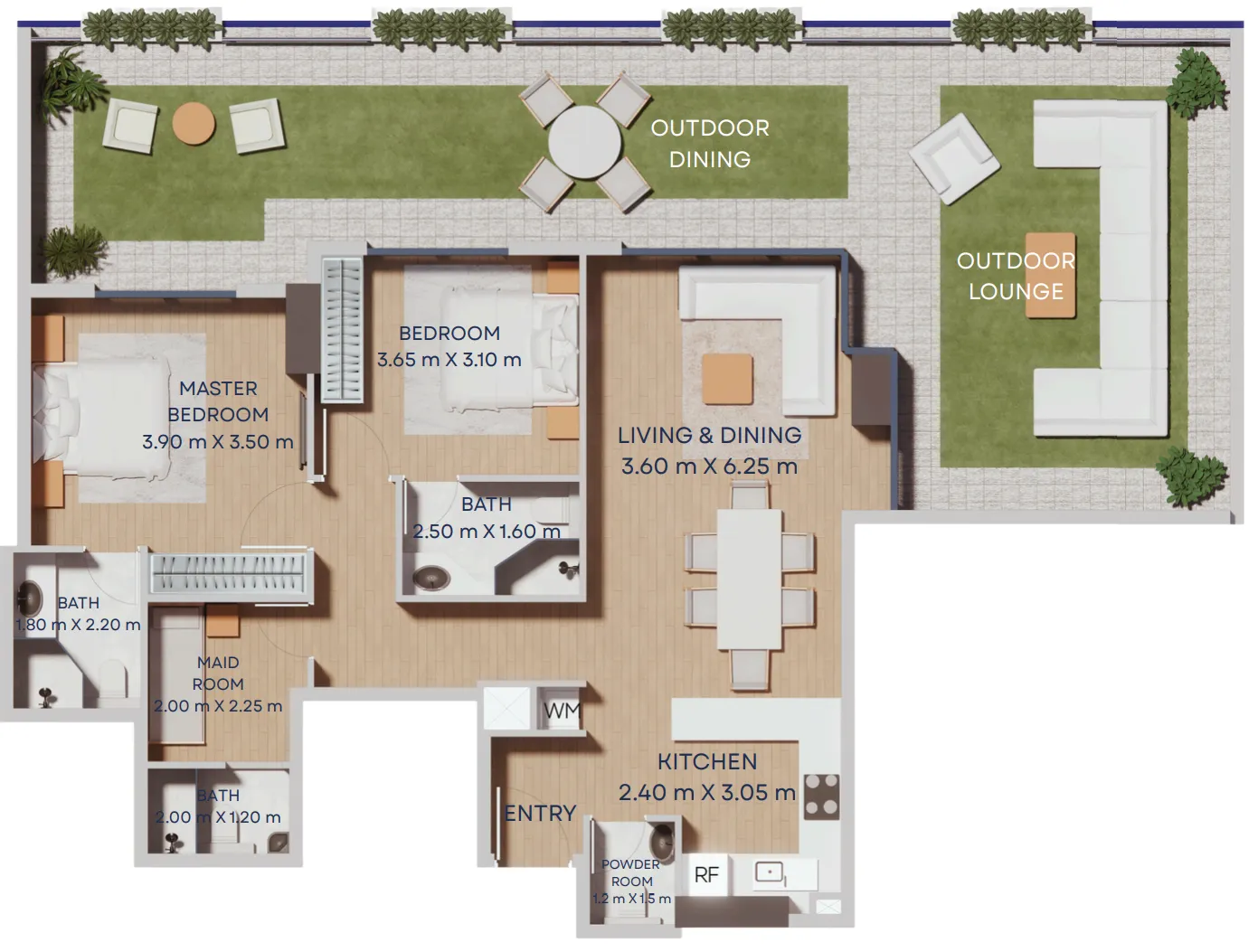 Manam Pearl 2 bed floor plan, 1,781 sqft