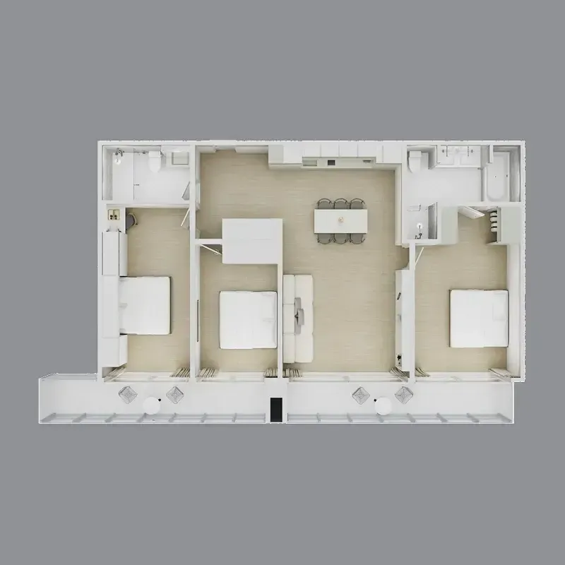 Serene Condo Layan 3 bed floor plan, 1,335 sqft