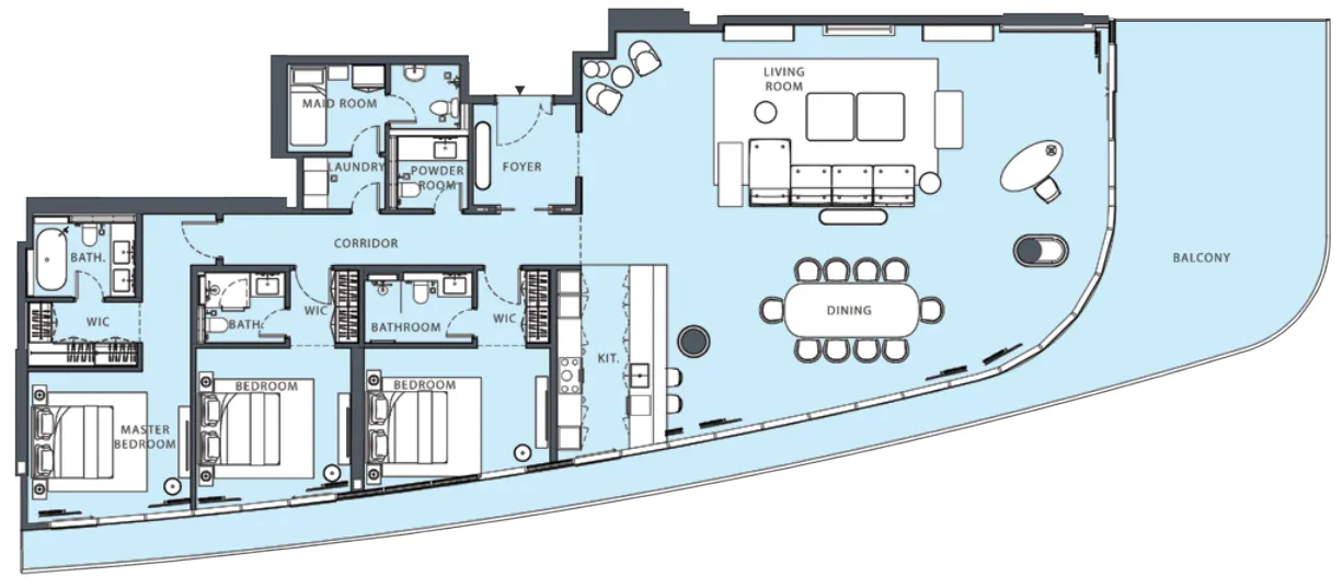 Danah Bay 3 bed floor plan, 3,541 sqft