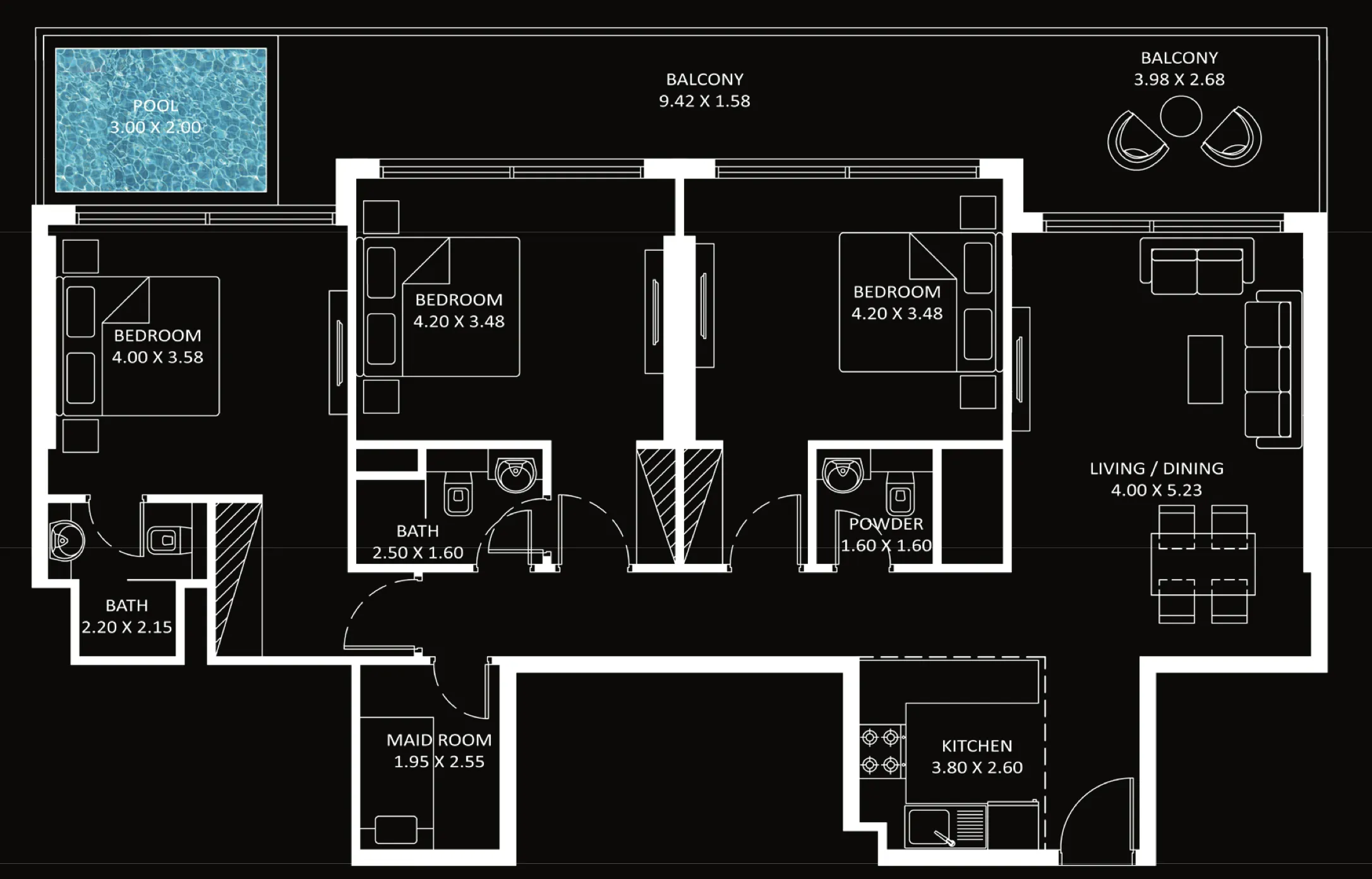 Diamondz 3 bed floor plan, 1,519 sqft