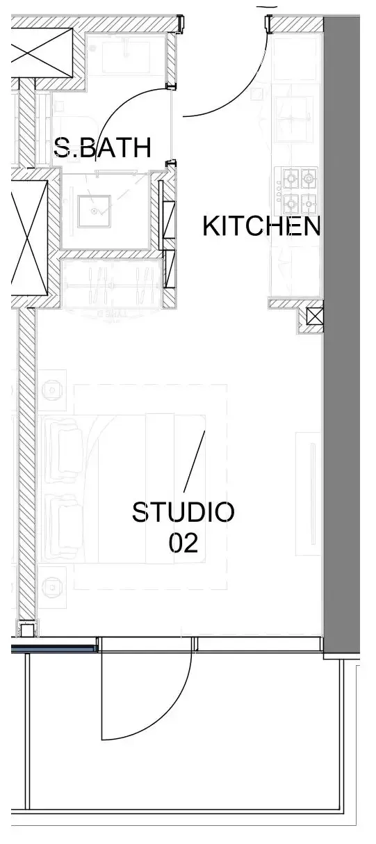 Damac Safa Gate Studio floor plan, 392 sqft
