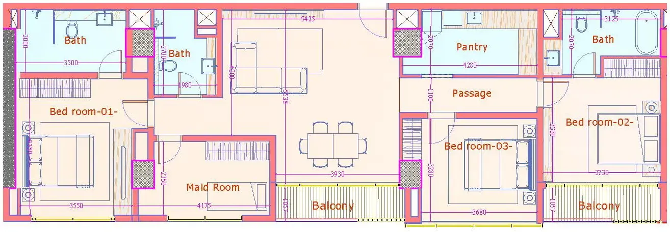 Playa Viva 3 bed floor plan, 1,504 sqft