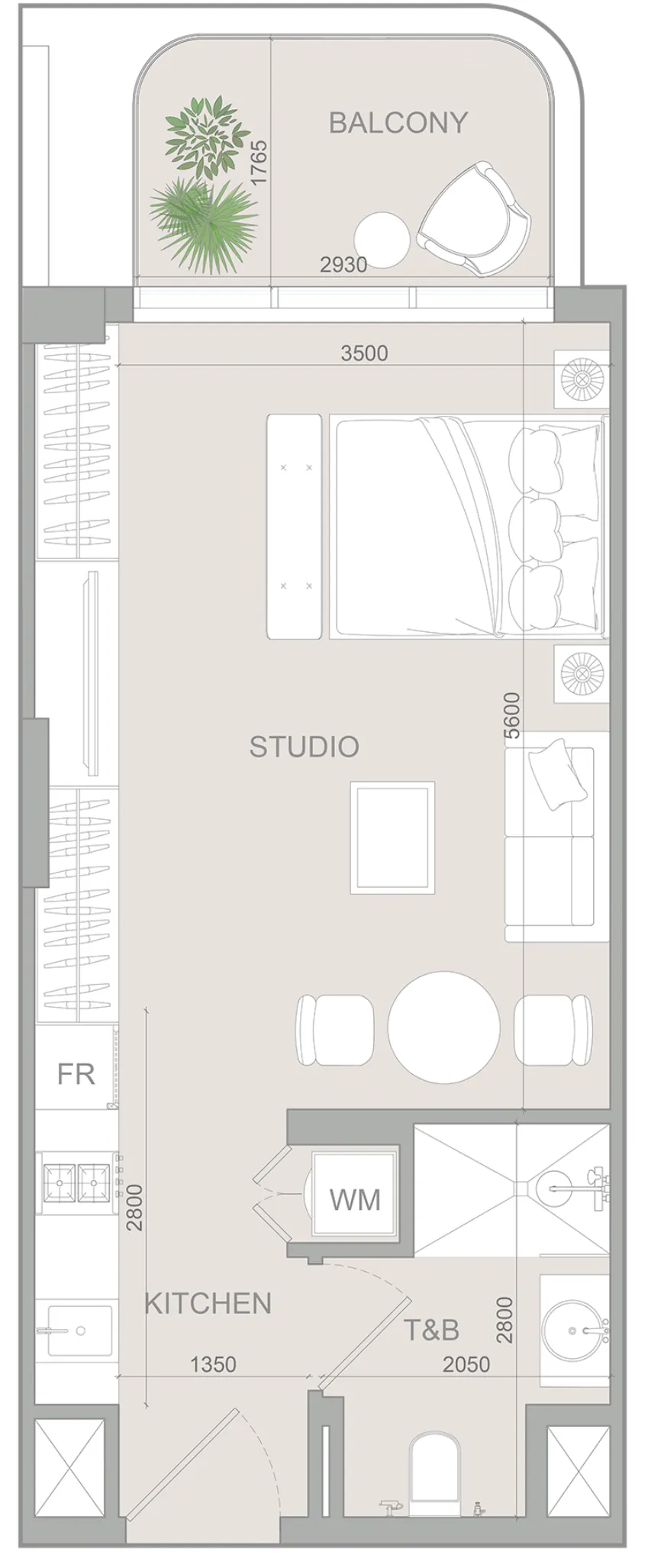 S1LV1ANA Park Studio floor plan, 452 sqft