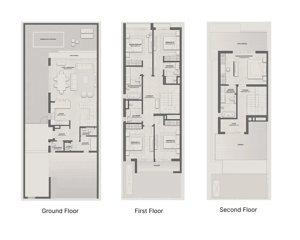 D Villas 5 bed floor plan, 4,011 – 4,048 sqft