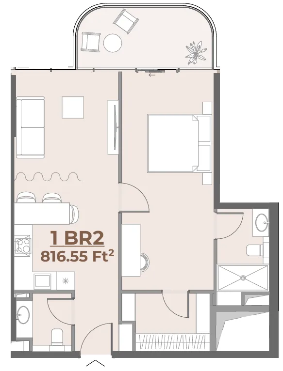 House of WELL 1 bed floor plan, 816 sqft